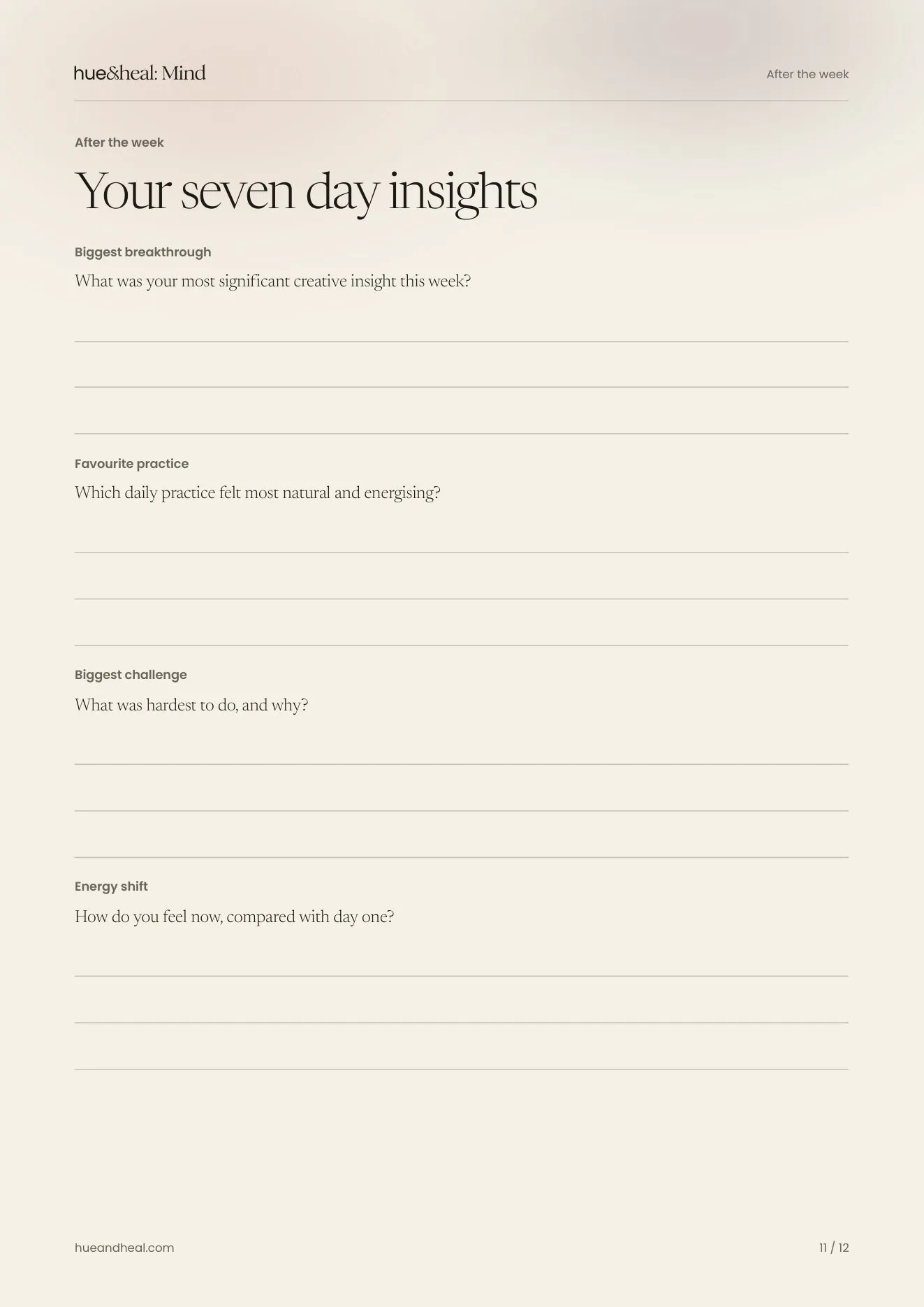 The page after the week, for what you noticed and what comes next.